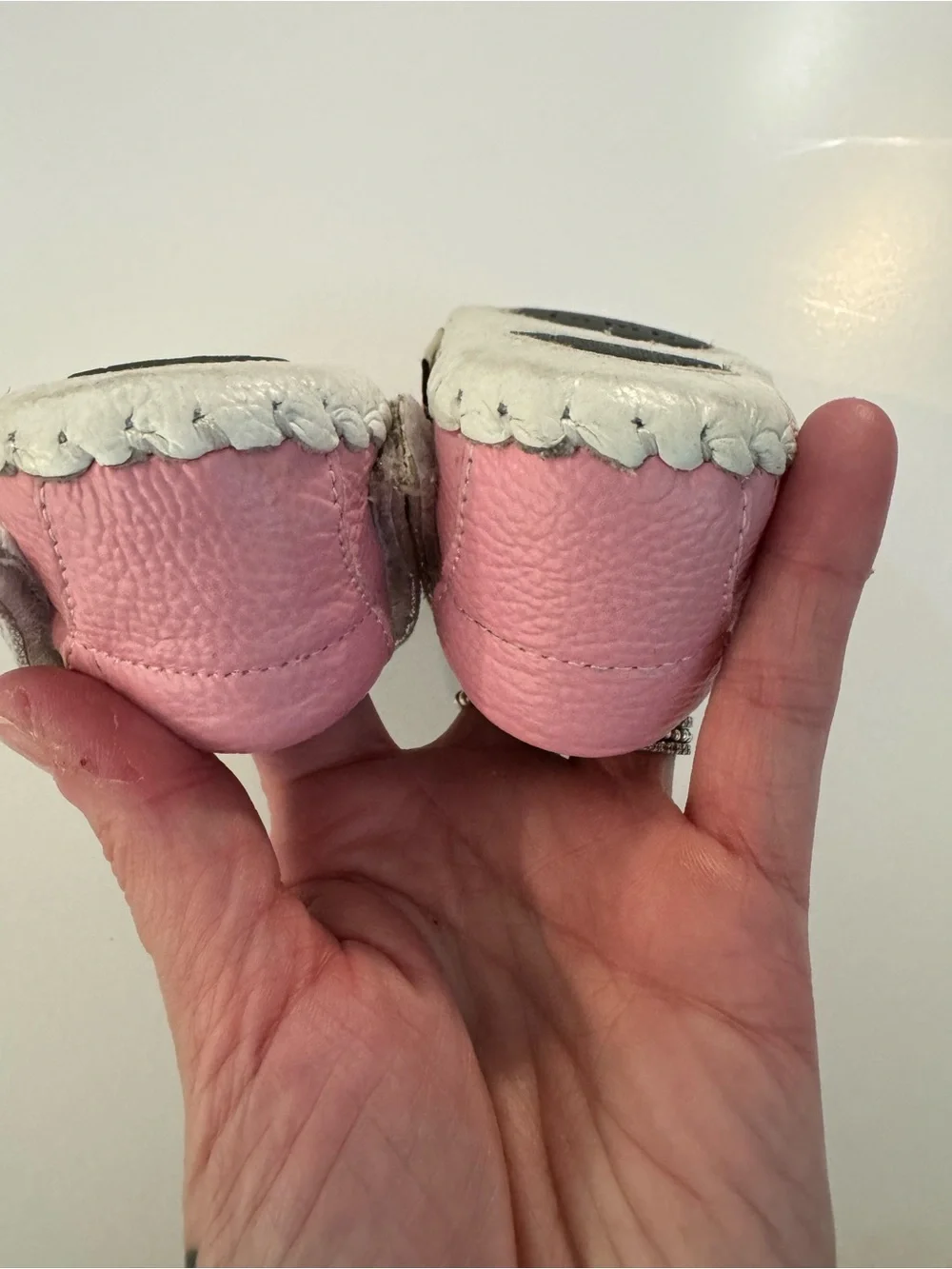 Pink Baby Mary Jane Walkers with Silver Crisscross Straps